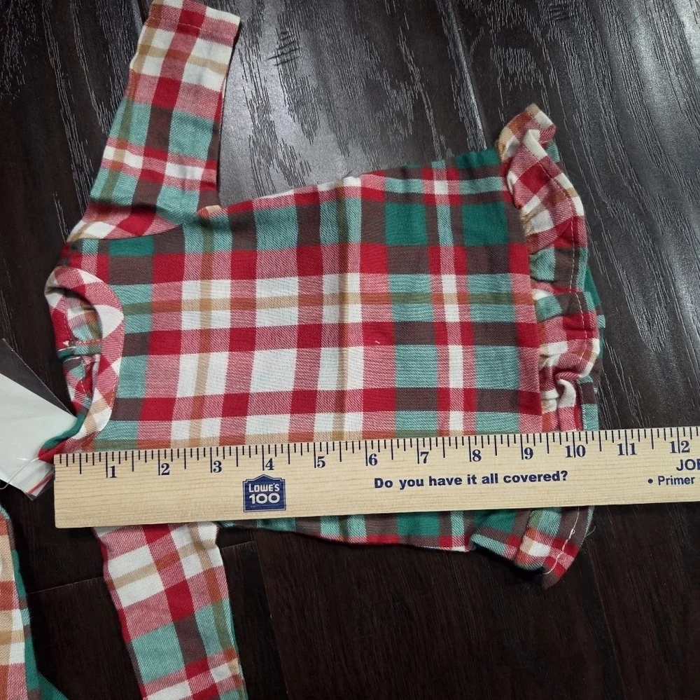 New Girls Plaid Christmas Nightgown With Matching Doll Gown Size 10-12